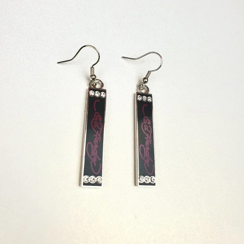 ED HARDY VINTAGE Style Earrings /Ed Hardy Logo Hoop Earrings - Picture 4 of 7